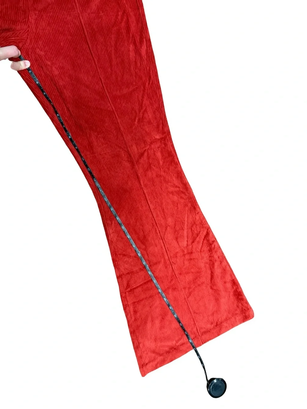 โจ Aerie Groove-On Velour High Waisted Flare Pants Red Ribbed Textured Size Large - Picture 11 of 16